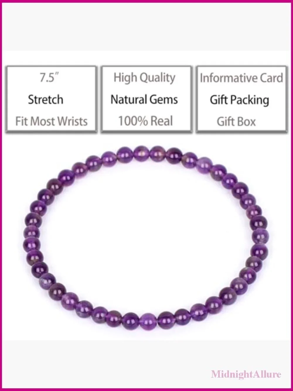 Handmade Natural Gem Stone Crystal Stretch Bracelet Anxiety Relief